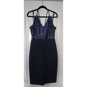 Guess Los Angeles Women's Navy Sequin and Scuba Cocktail Dress Size 12